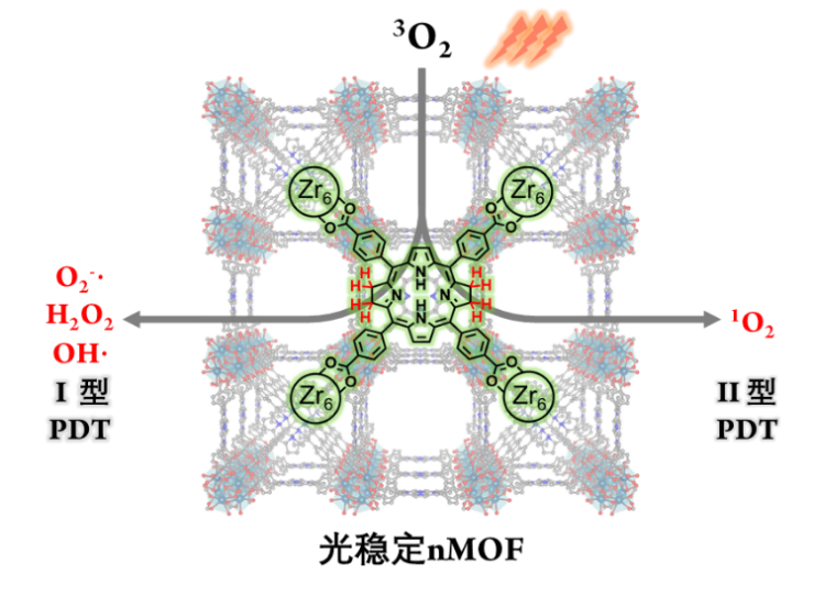 納米MOF穩(wěn)定細(xì)菌卟啉用于I型和II型同步的光動(dòng)力療法