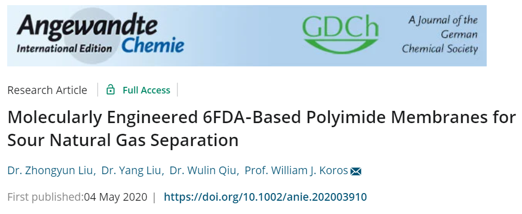 膜科學頂尖大牛William J. Koros院士：玻璃態(tài)聚酰亞胺氣體分離膜新進展