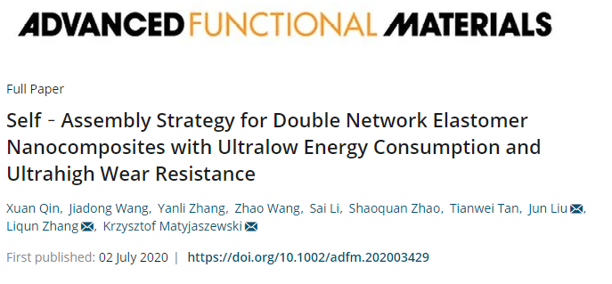 北京化工大學(xué)《AFM》：超低能耗、超高耐磨的雙網(wǎng)絡(luò)彈性體納米復(fù)合材料