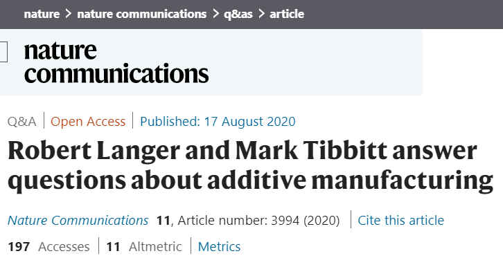 大神指路！三院院士，H指數(shù)274，Robert Langer專訪：增材制造該如何發(fā)展？
