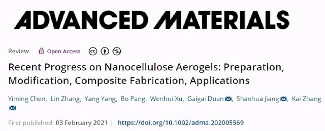 納米纖維素氣凝膠綜述：制備，改性，復(fù)合制造，應(yīng)用
